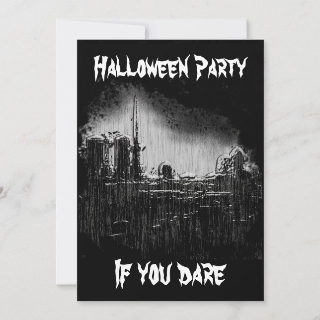 graveyard,  Halloween Party, If you dare Invitation (Front)