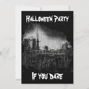graveyard,  Halloween Party, If you dare Invitation