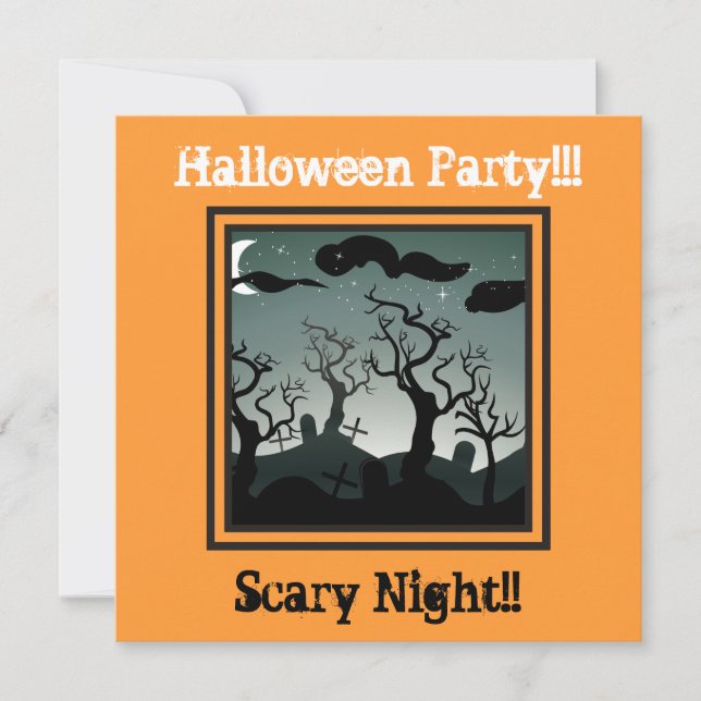 Graveyard Halloween Party Invitation orange (Front)
