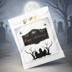 Graveyard Halloween   White Favour Bags