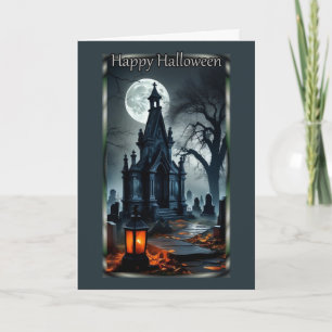 Graveyard Mausoleum Halloween Card