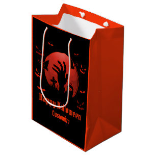 Graveyard Moon Halloween Black & Orange Medium Gift Bag
