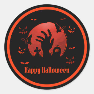 Graveyard Moon Halloween Classic Round Sticker