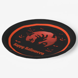 Graveyard Moon Halloween Paper Plate