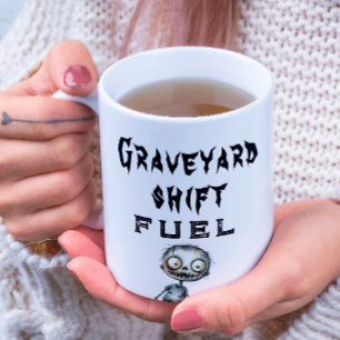 Graveyard Shift Fuel White Halloween Coffee Mug