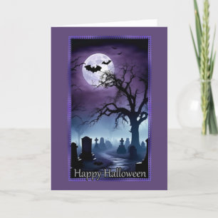 Graveyard Under the Full Moon Halloween Card