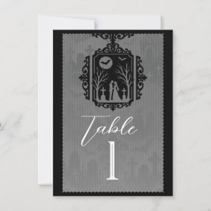 Graveyard Vows Black & Gray Gothic Table Number