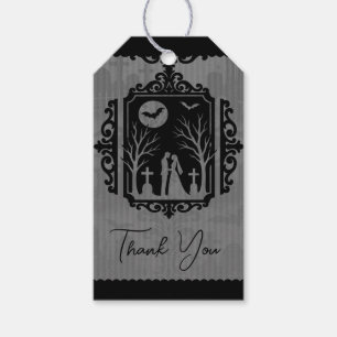 Graveyard Vows Black & Gray Gothic Wedding Gift Tags