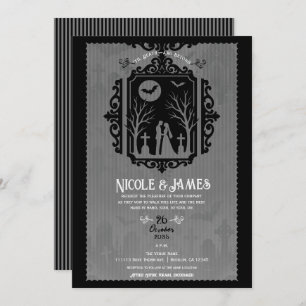 Graveyard Vows Black & Gray Gothic Wedding Invitation