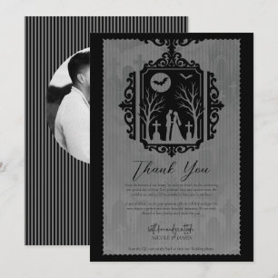 Graveyard Vows Black & Gray Gothic Wedding RSVP Invitation