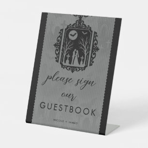 Graveyard Vows Black & Grey Gothic Guestbook Sign