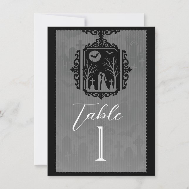 Graveyard Vows Black & Grey Gothic Table Number (Front)