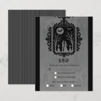 Graveyard Vows Black & Grey Gothic Wedding RSVP