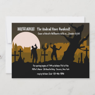 Graveyard Zombies Halloween Invitation