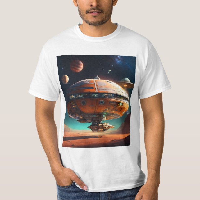 Gravity-Defying Astronaut T-Shirt Design (Front)