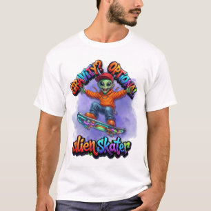 Gravity Optional Alien Skater Hoverboard Space Art T-Shirt