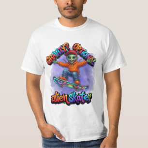Gravity Optional Alien Skater Hoverboard Space Art T-Shirt