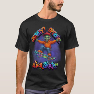 Gravity Optional Alien Skater Hoverboard Space Art T-Shirt