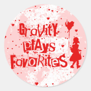 gravity plays favourites classic round sticker