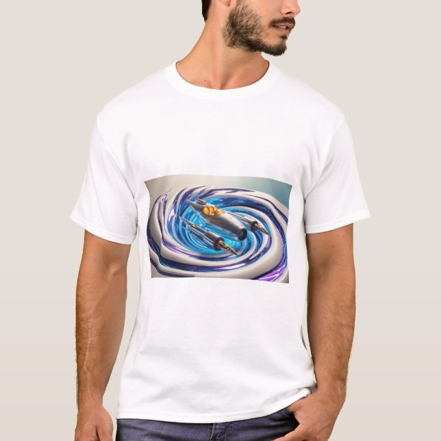 "Gravity Pull: Spaceship in a Gravity Well T-Shirt (Front)