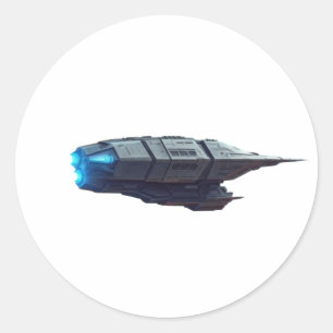 Gravity Voyage: Spaceship Through the Cosmic Dust Classic Round Sticker