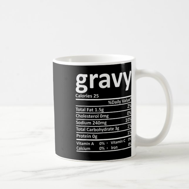 Gravy Nutrition Facts Fun Thanksgiving Christmas F Coffee Mug (Right)