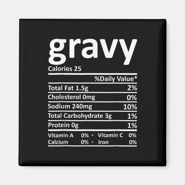 Gravy Nutrition Facts Fun Thanksgiving Christmas F Magnet (Front)