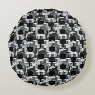Gray and black cross round cushion