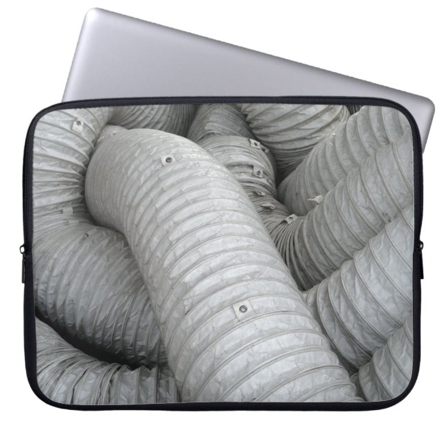 Gray and black fabric sofa laptop sleeve (Front)
