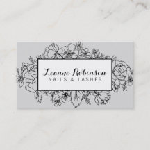 Gray and black floral business card