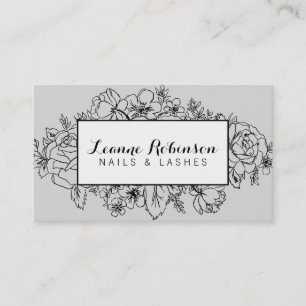 Gray and black floral business card