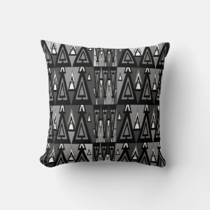 Gray And Black Geometrical Triangle Pattern, Cushion