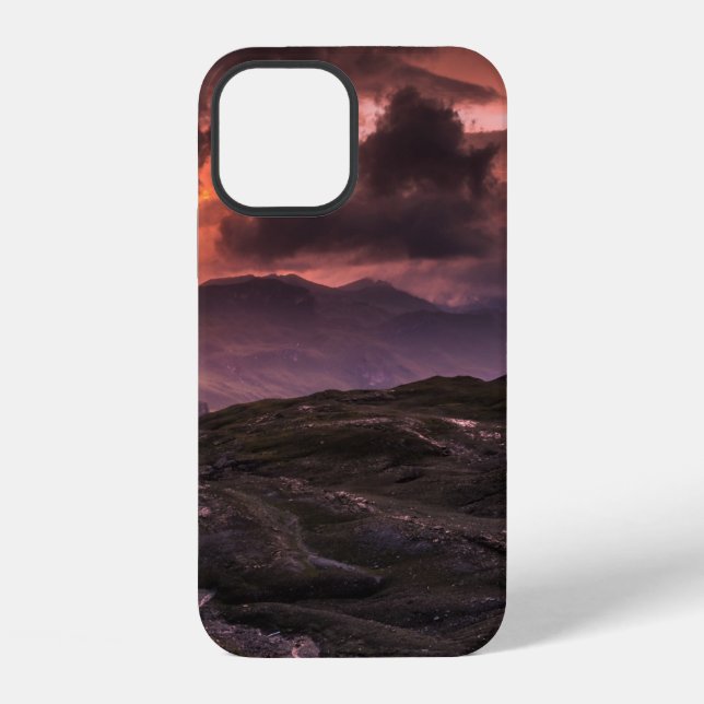 GRAY AND BLACK MOUNTAINS UNDER CLOUDY SKY DURING D iPhone CASE (Back)