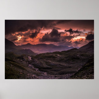 GRAY AND BLACK MOUNTAINS UNDER CLOUDY SKY DURING D POSTER
