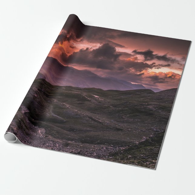 GRAY AND BLACK MOUNTAINS UNDER CLOUDY SKY DURING D WRAPPING PAPER (Unrolled)