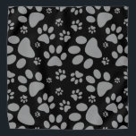 Gray and Black Paw-Prints Bandana<br><div class="desc">Pawprints! Pattern print with paw-prints of a dog or cat in grey and black monochrome graphic design.</div>