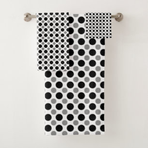 Gray and black polka Dots Bath Towel Set