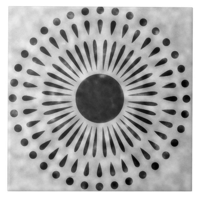 Gray and Black Sunburst Tile Decorative Art (Front)