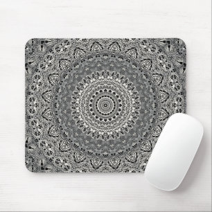 Gray and Black Tribal Style Medallions Mouse Mat