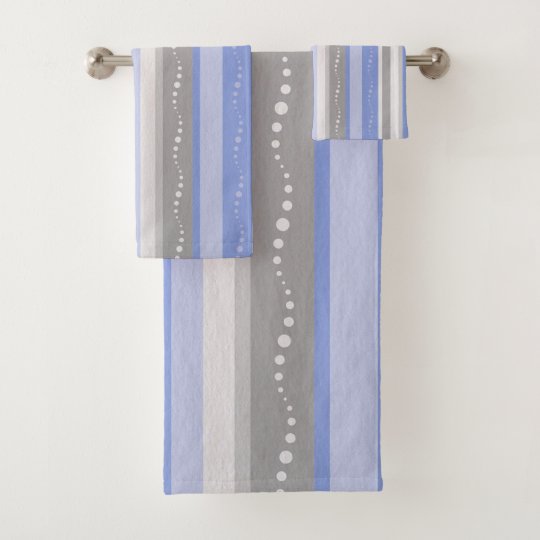 Gray And Blue Stripes Bath Towel Set Zazzle.co.uk