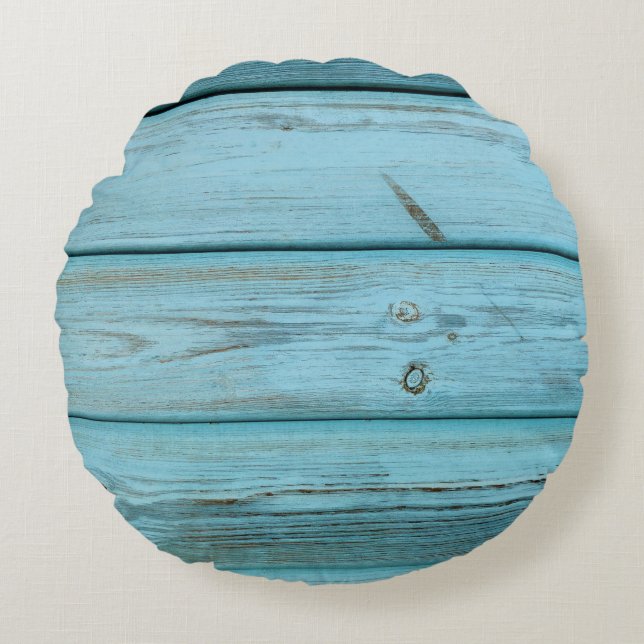 Gray and brown wooden panel round cushion (Front)