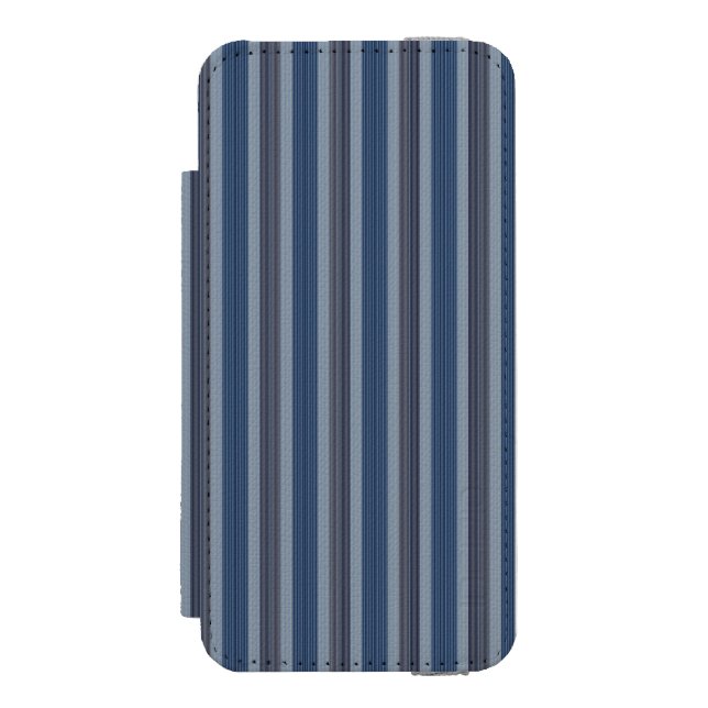 gray and denim pinstripes incipio iPhone wallet case (Folio Front)