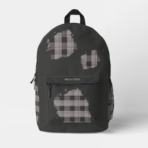Gray and Gray Plaid Patches, Name  Printed Backpack