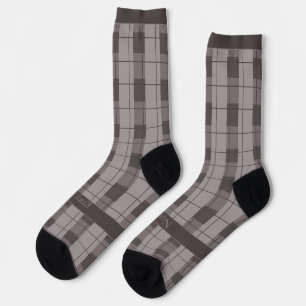 Gray and Grey Plaid, Text on Foot Socks