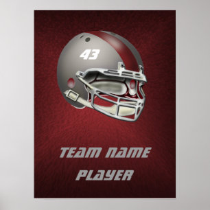 Gray and Maroon Football Helmet Poster