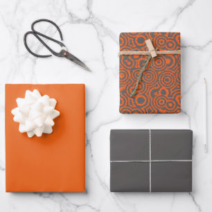 Gray and Orange  Wrapping Paper Sheet