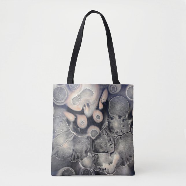 Gray and pink abstract artwork tote bag (Front)