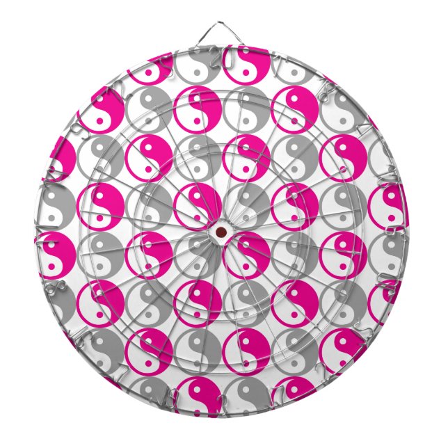 Gray and pink yin yang pattern dartboard (Front)