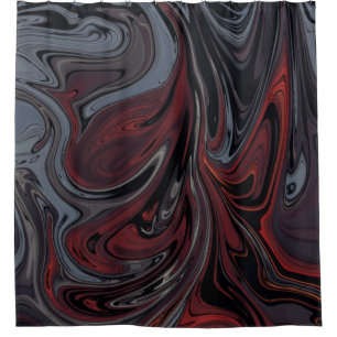 Gray and red abstract painting shower curtain