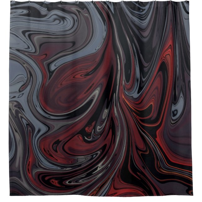 Gray and red abstract painting shower curtain (Front)